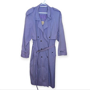 Vintage  Balimel Purple 80s Button Front Trench 20.5 Size